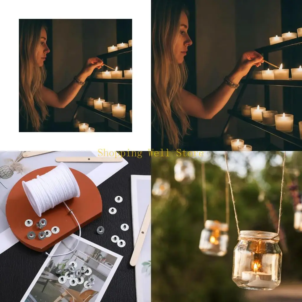 

KX4B Набор материалов для изготовления свечей, плетеные фитили длиной 200 футов, включая подставки для подставок