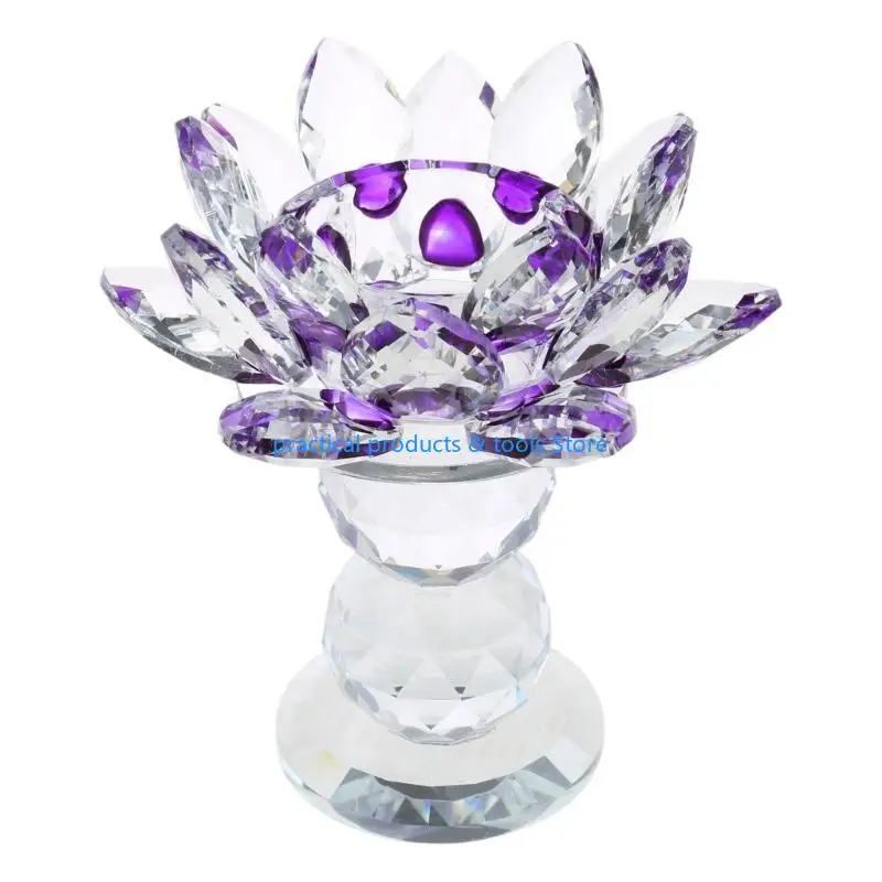 77JB كرة مزدوجة كريستال لوتس زهرة حامل شمعة بوذا معبد ديكور زخرفة للمنزل مهرجان زفاف ديكور طاولة حفل زفاف #2