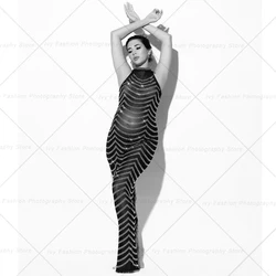 Sexy Goddess Pregnant Women Photography Clothing Large Stretch Bright Diamond Dress Dress Pregnant Women Family Party Dress