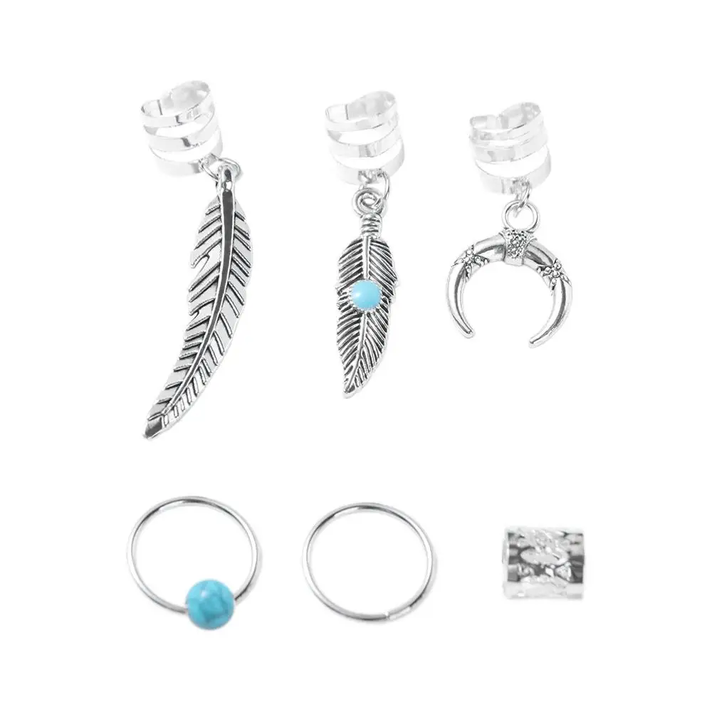 31pcs Turquoise Hollow Out Hair Ring Dread Locks Hair Braiding Dreadlocks Beads Headwear Multi Style Hair Braid Tubes