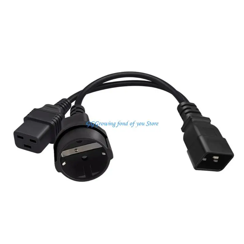 

H9EB IEC C20 to C19+EU4.8MM Power Cable C20 Male to C19 + EU4.8MM Female Y Splitter