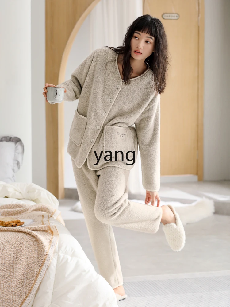 LMM pajamas women's autumn and winter winter flannel fleece thickened coral fleece loungewear