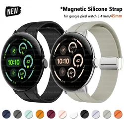 Silicone Sport Band for Google Pixel Watch 3 45mm Magnetic Strap for Pixel Watch 3 45mm Wristband Bracelet Replaced Accessories