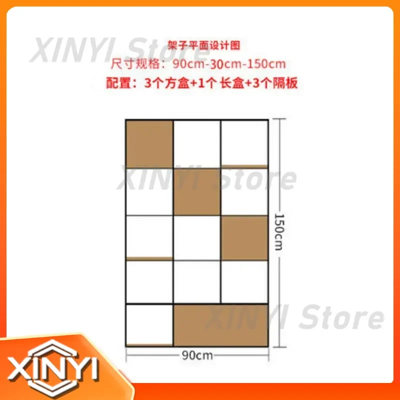 Industrial Style Lattice Rack for American Bookshelf Retro Bookcase Wrought Iron Partition Shelf Solid Wood Display Rack for