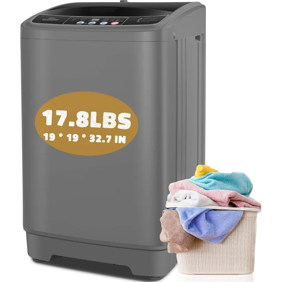 

Compact Portable Washing Machine 17.8Lbs with 2.4Cu.ft Capacity for Apartments RVs and Dorm Rooms Integrated Drain Pump 10 Wash