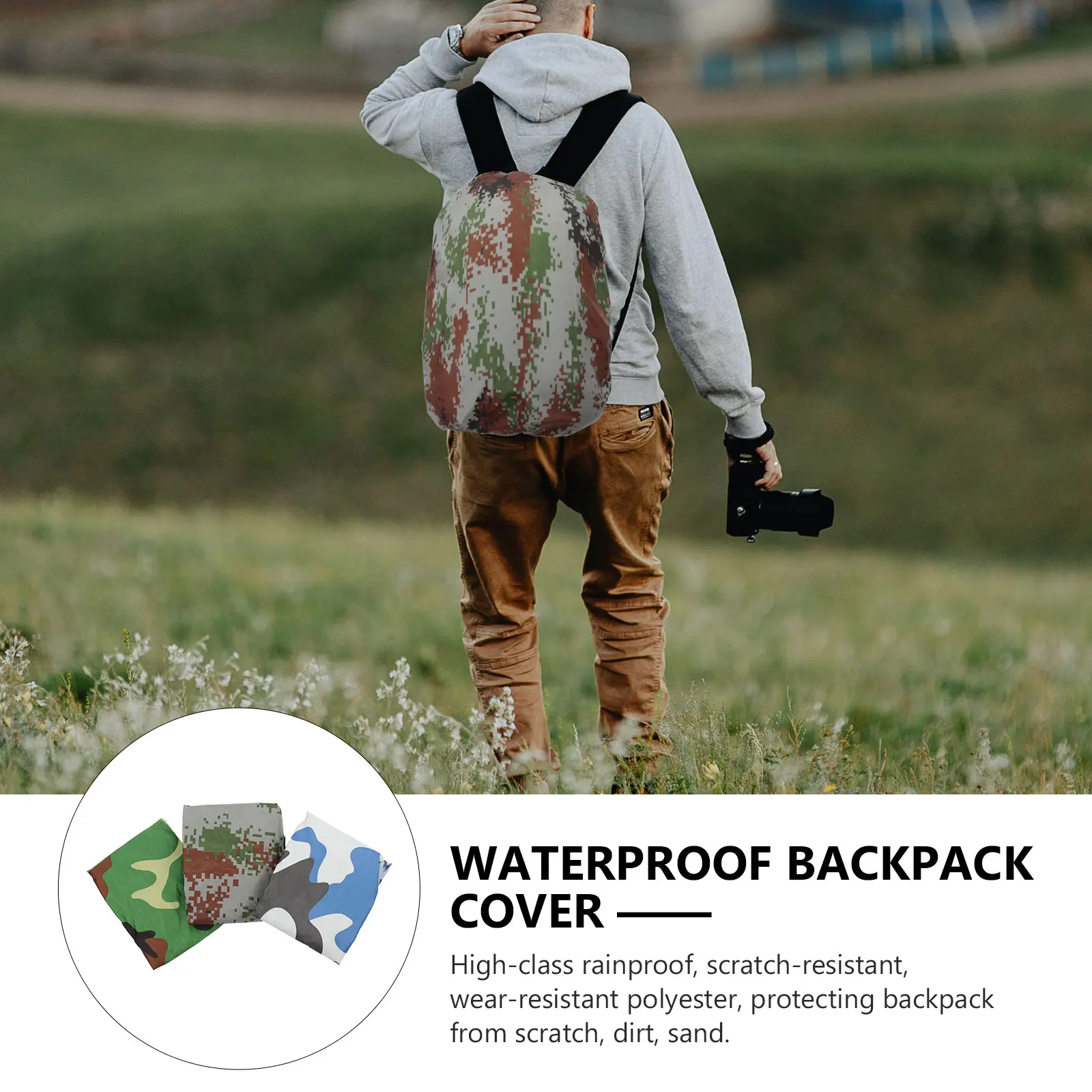 

3 Pcs Waterproof Backpack Cover Camouflage Rain Covers for Bag Outdoor Raincover Travel