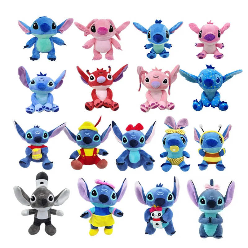 20-30CM Cartoon Blue Pink Stitch Plush Dolls Anime Pendant Lilo and Stitch Plush Stuffed Toys Świąteczne prezenty dla dzieci