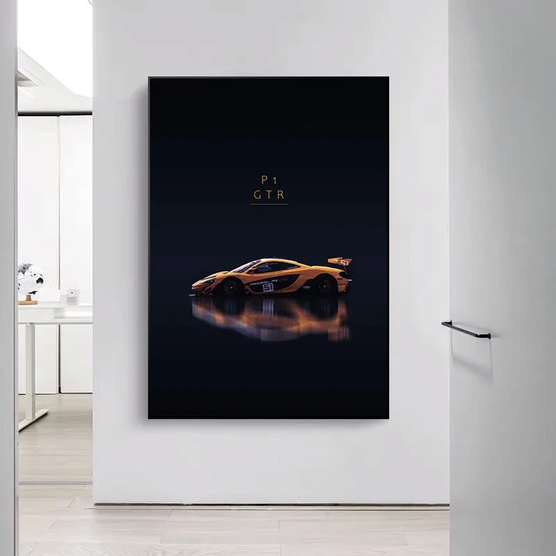 Luxury Super Car Mclaren P1 GTR Race Car Posters Canvas Painting Minimalist Wall Art Picture For Living Room Home Decoration