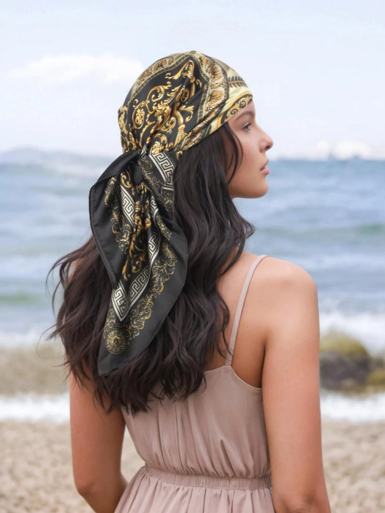 

Новый мягкий атласный шарф в британском стиле 70 см, женский квадратный шарф с цветком кешью, модный декоративный шейный платок в стиле ретро, шаль, платок