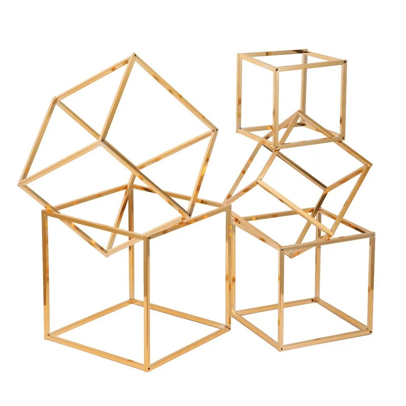 Wedding props geometric square road guide wrought iron three-dimensional ornament wedding decoration welcome area layout