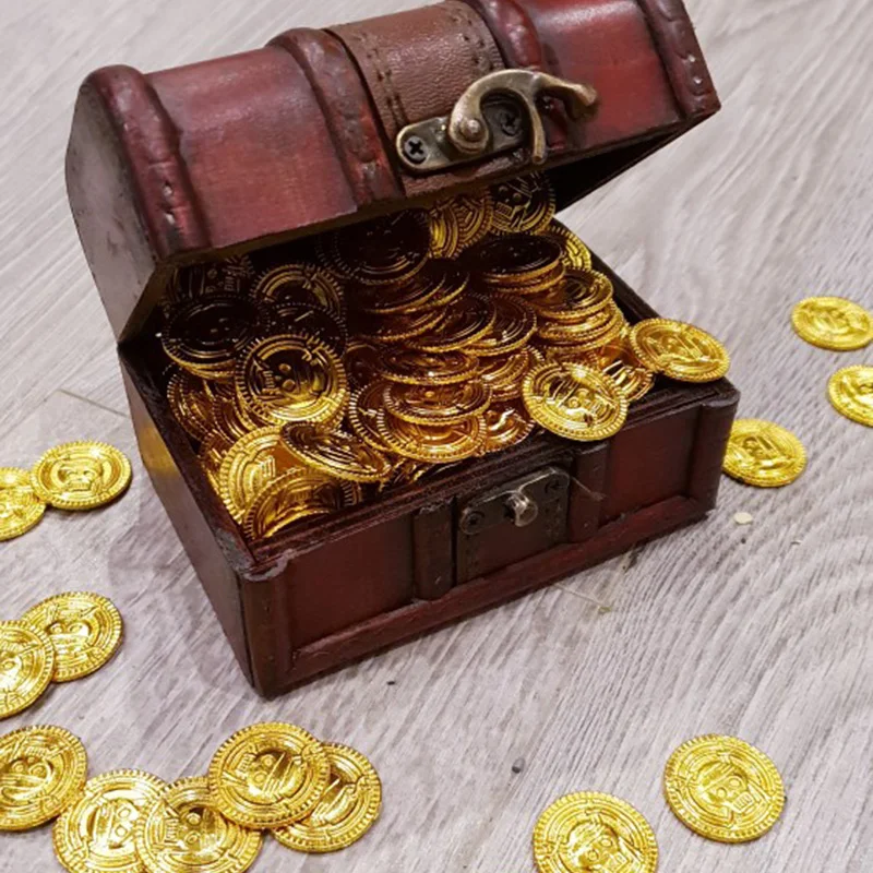 Pirate Treasure Gold Toy Coins Kid Birthday Party Decoration Gift Halloween  Home Kid Gemstone Outdoor treasure hunting toys