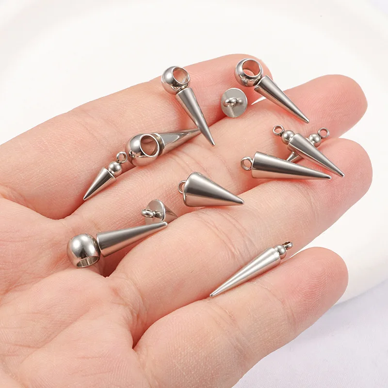 Stainless steel Cone Pendant DIY Jewelry Accessories Necklace Bracelet Welding Bead Conical Ornaments