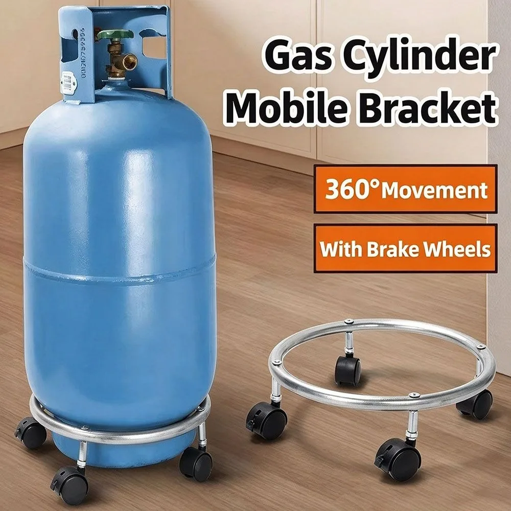 360 Degree Rotation Propane Tank Dolly Brake Wheels Scratch Resistant Gas Cylinder Base Heavy Duty Mobile Cylinder Base