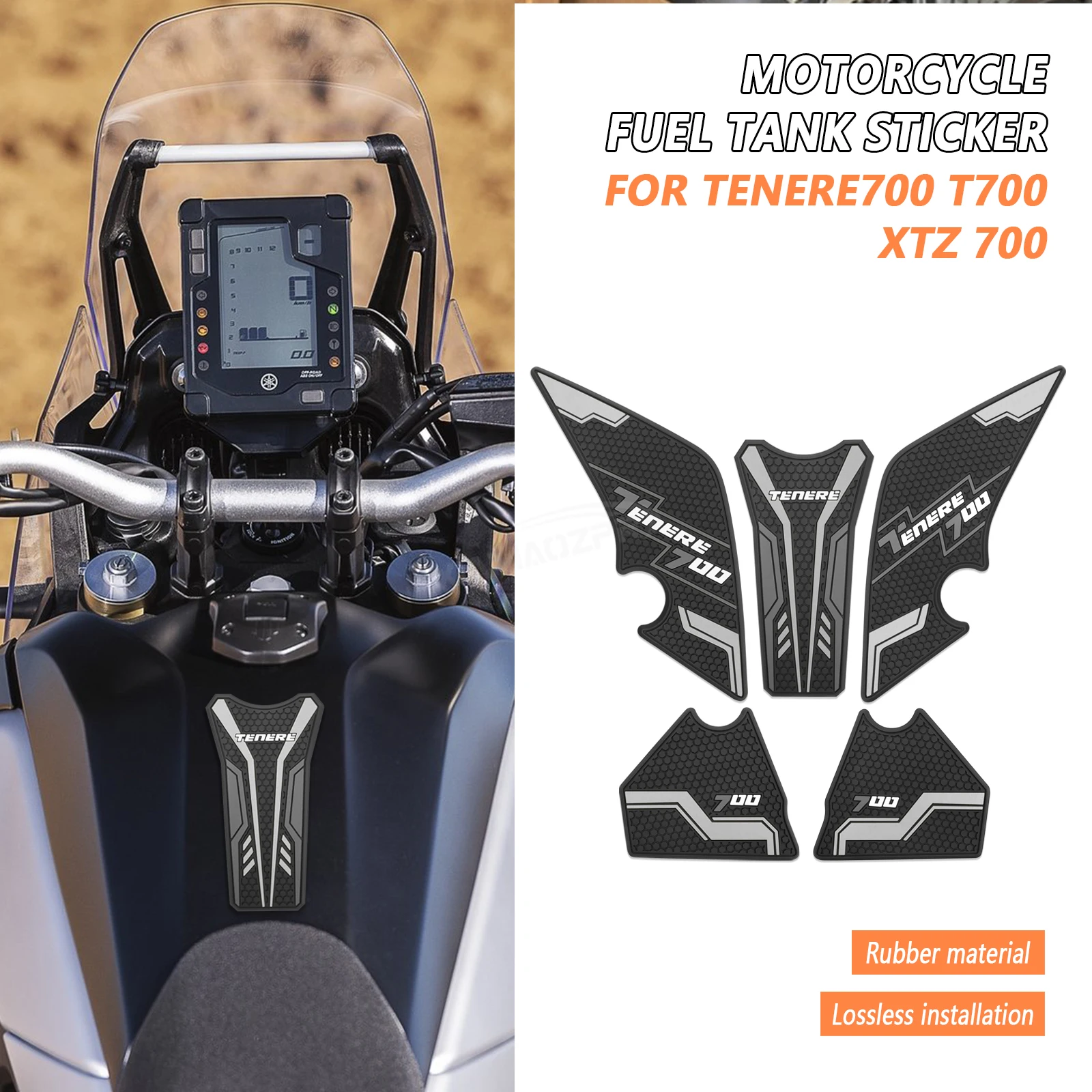 For YAMAHA TENERE700 T700 XTZ 700 2019-2020 2021 New Motorcycle fuel tank pad Sticker Gas Knee Grip Traction Side Pad Decal 2022