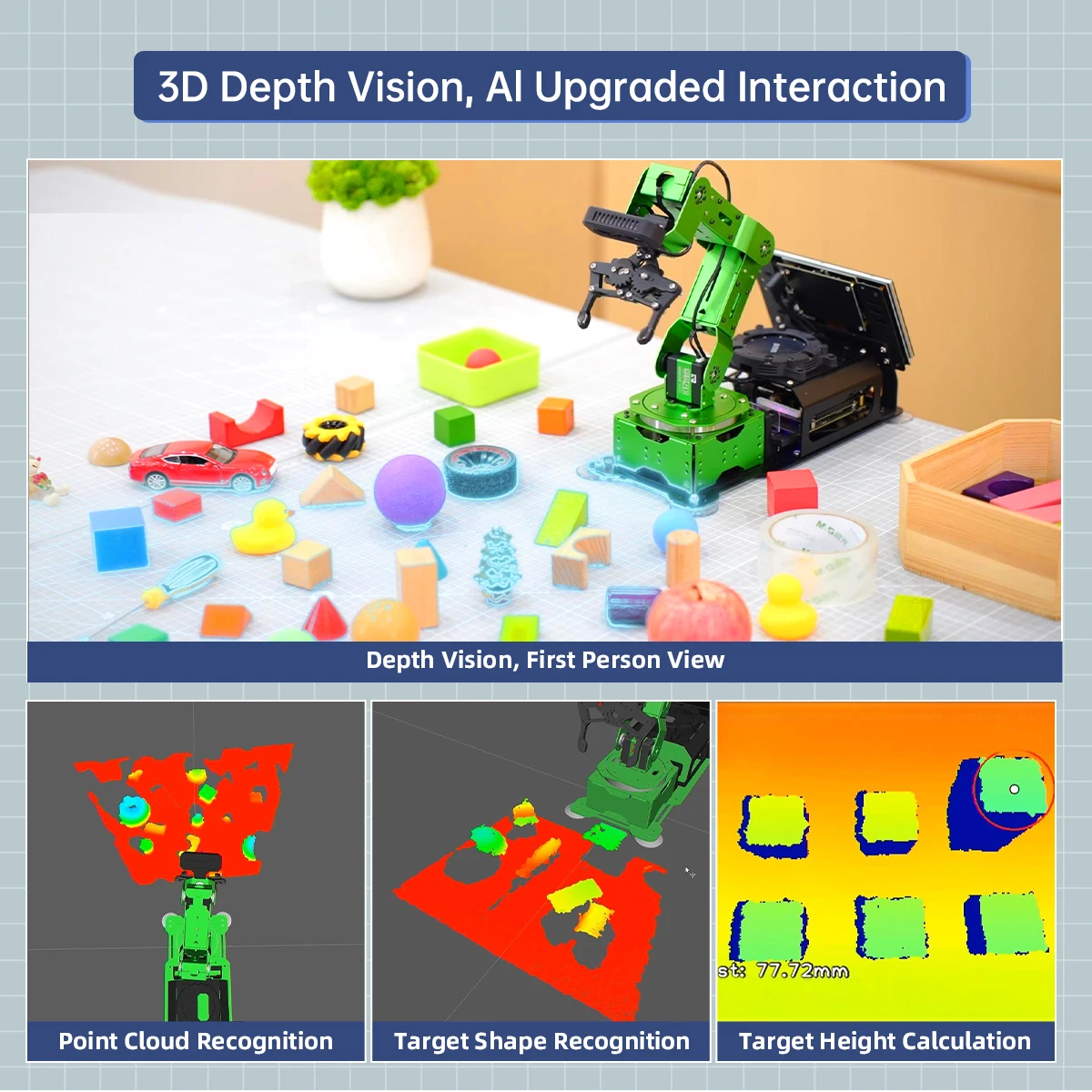 Hiwonder JetArm Monocular Camera AI Vision Target Tracking Python Programmable JETSON NANO ROS Robot Education Robotic Arm Kits