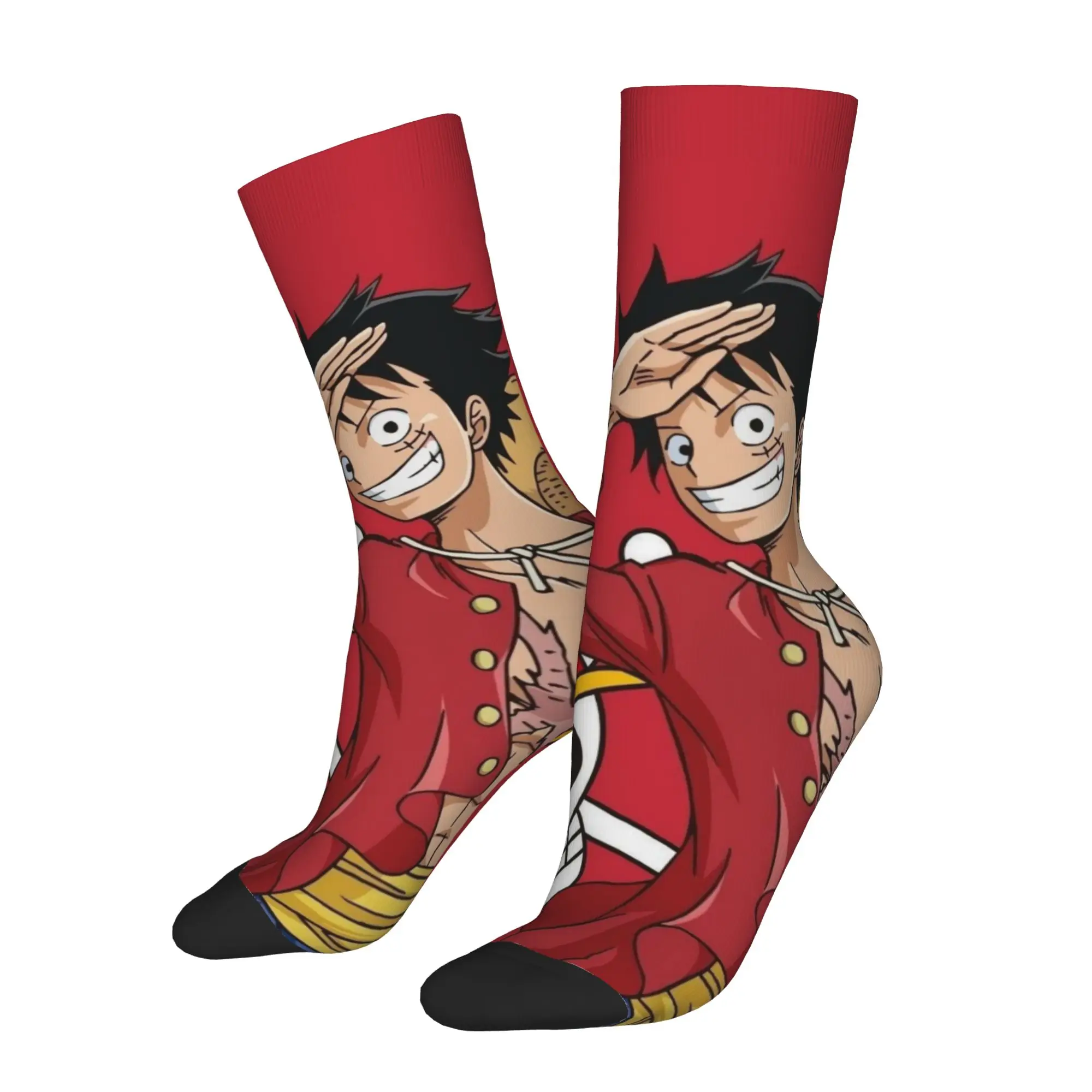 

1 Pair Funny Sock One Piece Luffy (27) Harajuku Seamless Pattern Printed Men Socks Novelty Men's Socks