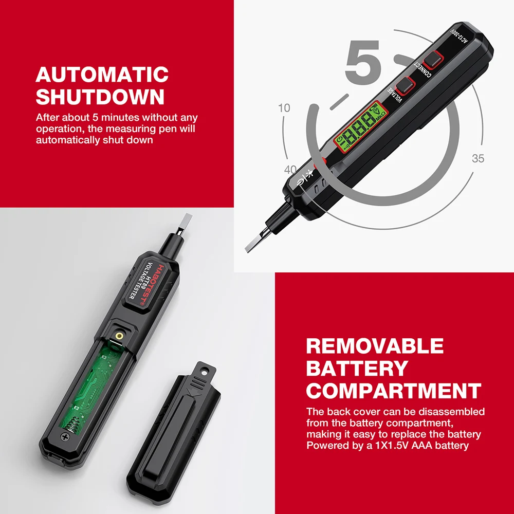 HT89 Voltage Detector Pen Electric Adjustable Non-contact Circuit 300V Sensitivity Adjustable AC Voltage Backlight Tester