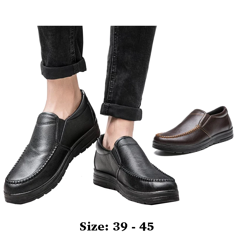 

high quality leather casual boat shoes for men low cut stitching comfortable 44 45 new 2025 walking fall winter shoe black brown