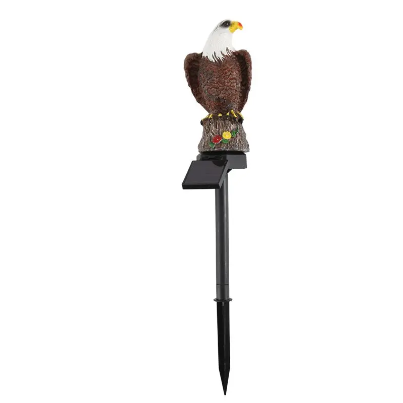 A04G-Solar Lights Decorative Resin Bald Eagle Figurine Dusk Dawn Solar Yard Light Animal Solar Stake Light Outdoor Decorative