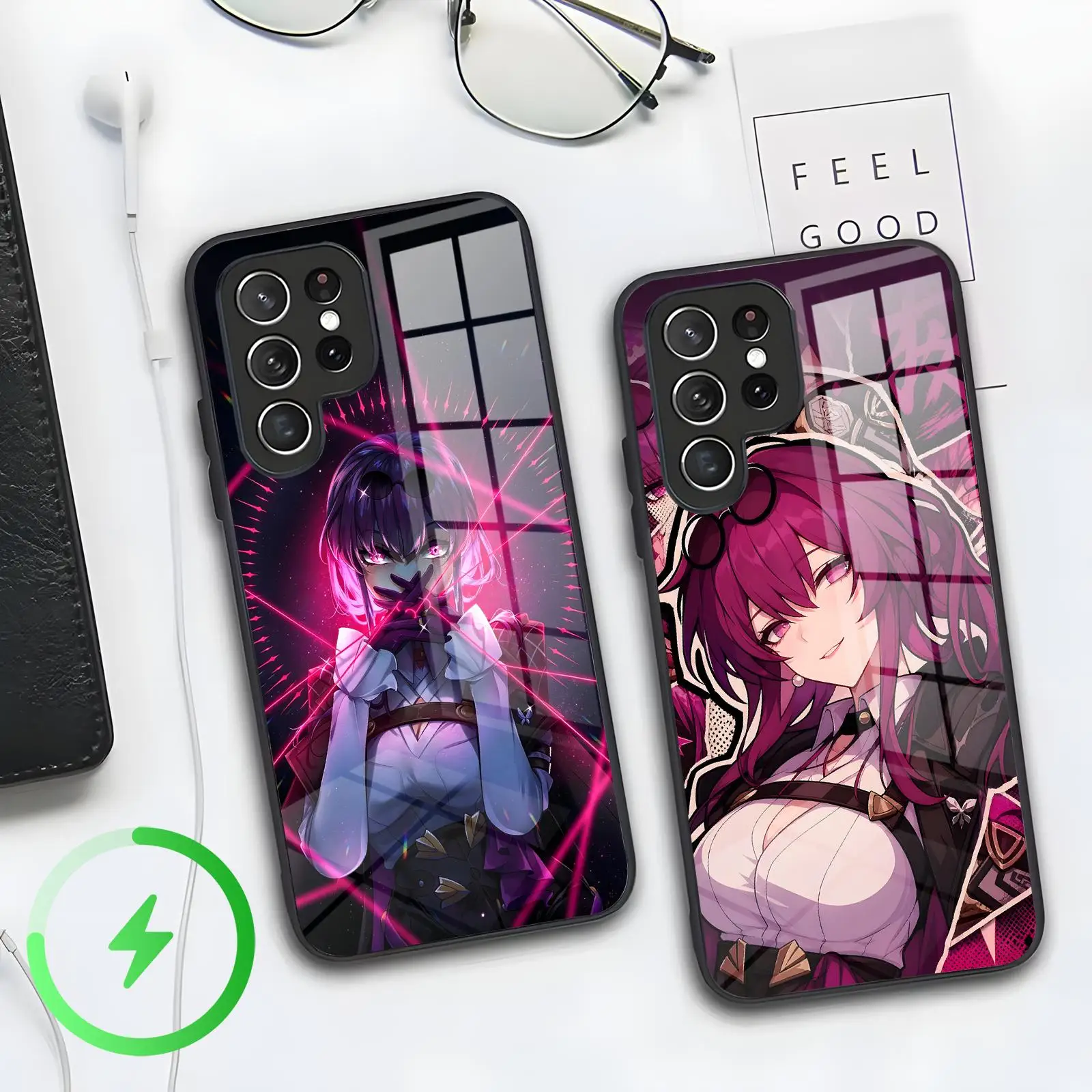 Phone Case For Samsung S26 S25 S24 S23 S22 S21 Plus Ultra Note20 Magnetic Glass Phone Case Honkai Star Rail Kafka