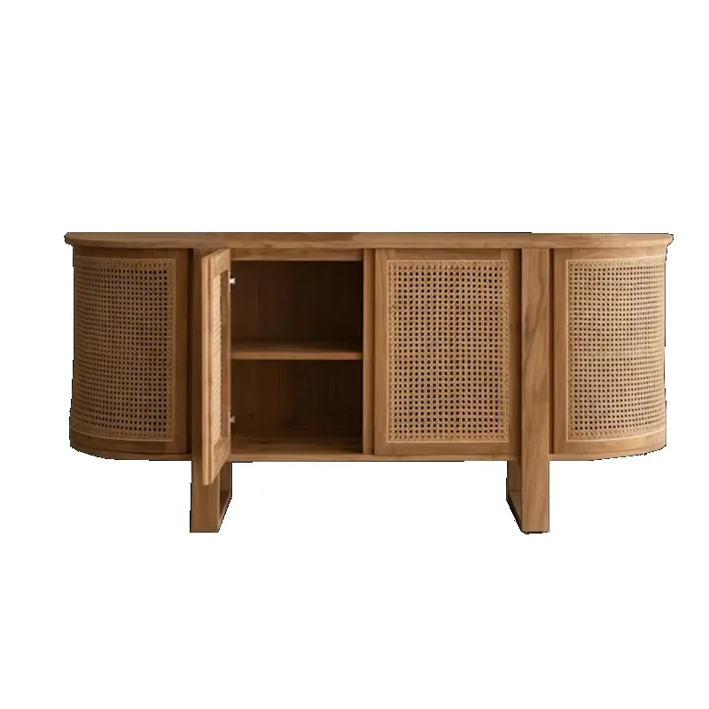

Rattan solid wood dining room side family dining room living room TV cabinet