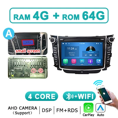 7'' Android 15 Carplay autoradio 2 DIN voor Hyundai I30 Elantra GT 2011-2017 Android AUTO multimediaspeler Bluetooth navigatie