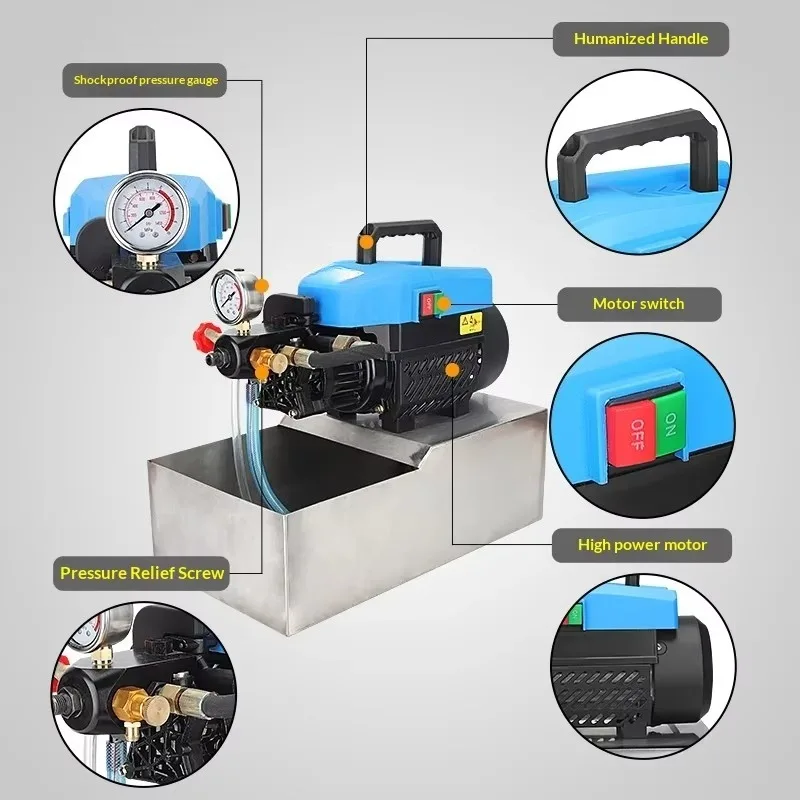 Electric Pressure Test Pump Car Washer 2 In 1 Portable High Pressure For Pipe Leak Test Floor Heating Home Commercial Use