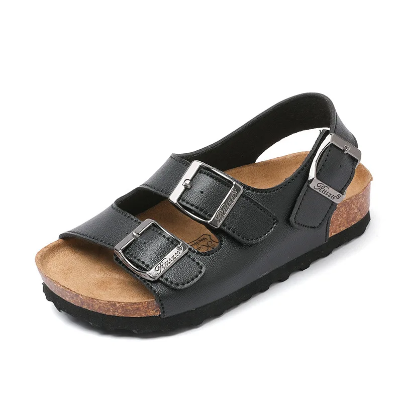 Spring summer Child Cork Sandals Boys Girls Parent-child Sandals Breathable Beach Shoes Casual Sandals PU Material Rubber Sole