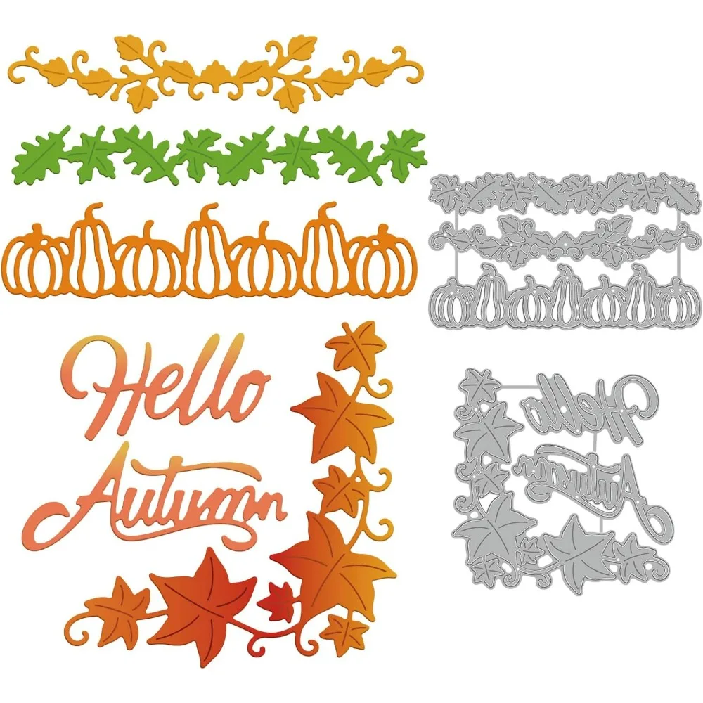 Herbst-Ecken-Stanzformen, Herbst-Spitze, Ahornblätter, Kürbis-Prägeschablonen, Vorlage,