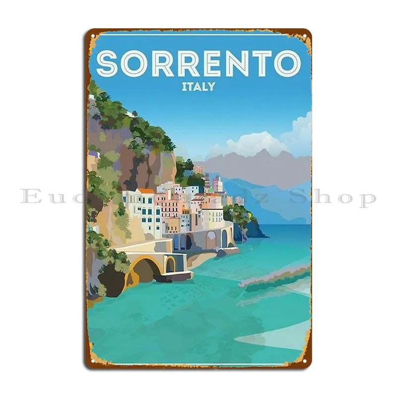 Sorrento Beach Italy Poster Metal Sign Poster Sign Designer Design Garage Decoration Tin Sign Poster