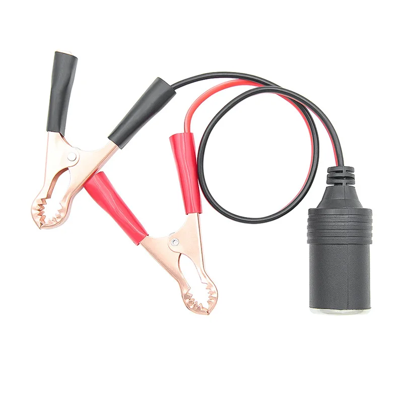 Battery clip to car charging base crocodile cigarette lighter female head power converter car emergency cord