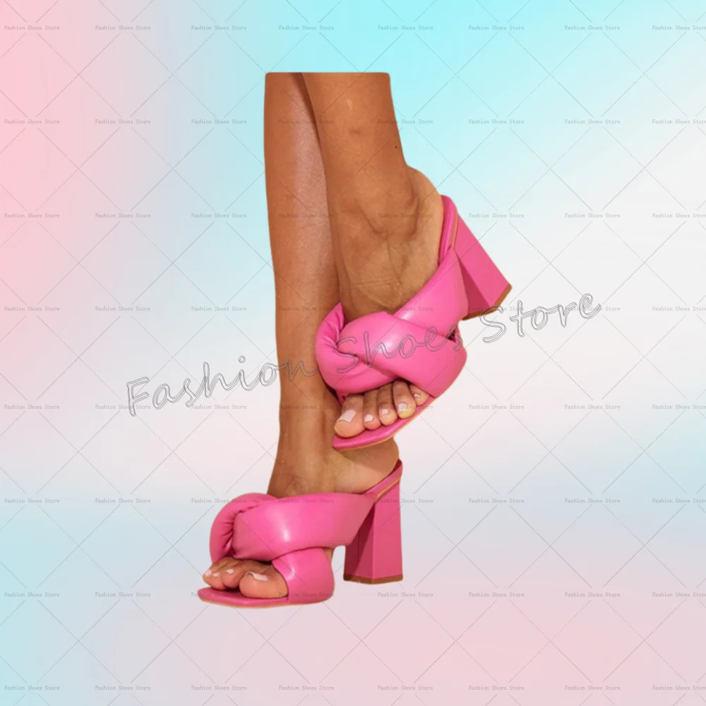 

Pink Cross Strap Open Toe Slippers Comfortable Women Shoes Chunky High Heels Party Banquet Dating 2025 Zapatos Para Mujere