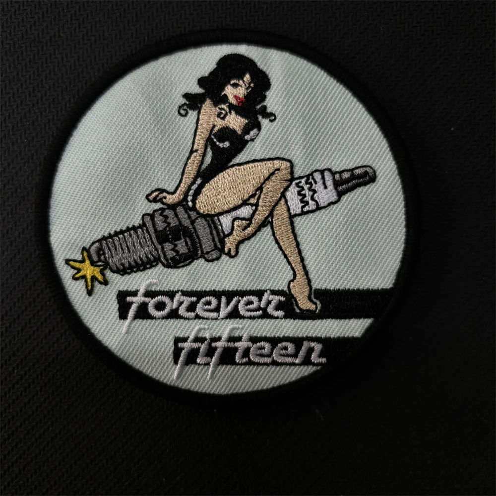 Forever Fifteen Girls Embroidered Morale Badge Patch Anime Bikini Nurse Girl Printed Hook&Loop Sticker Military Armband Applique