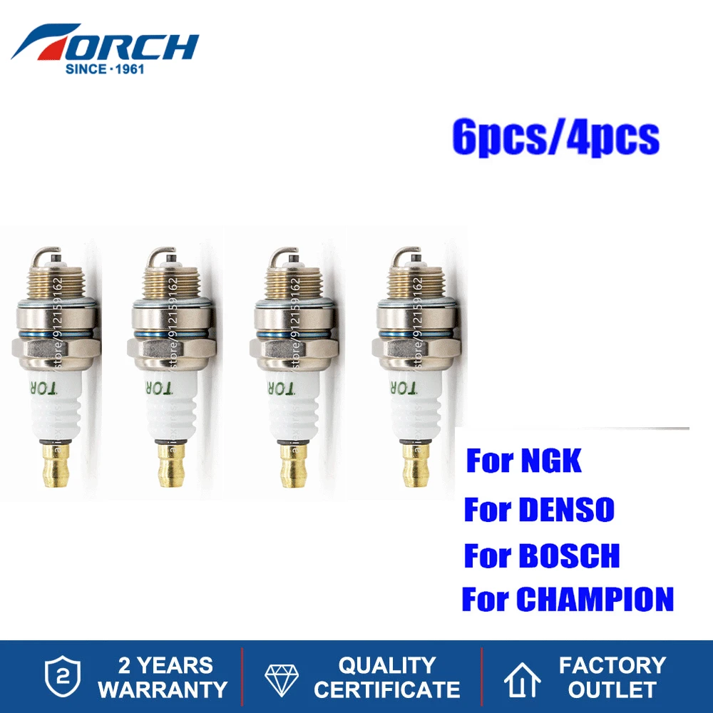 4-6PCS Small Engine Nut Type Spark Plugs TORCH L7RTC Replace for WSR6F BPM7A BPMR7A Denso W22MP-U W22MPR-U Champion RCJ6Y