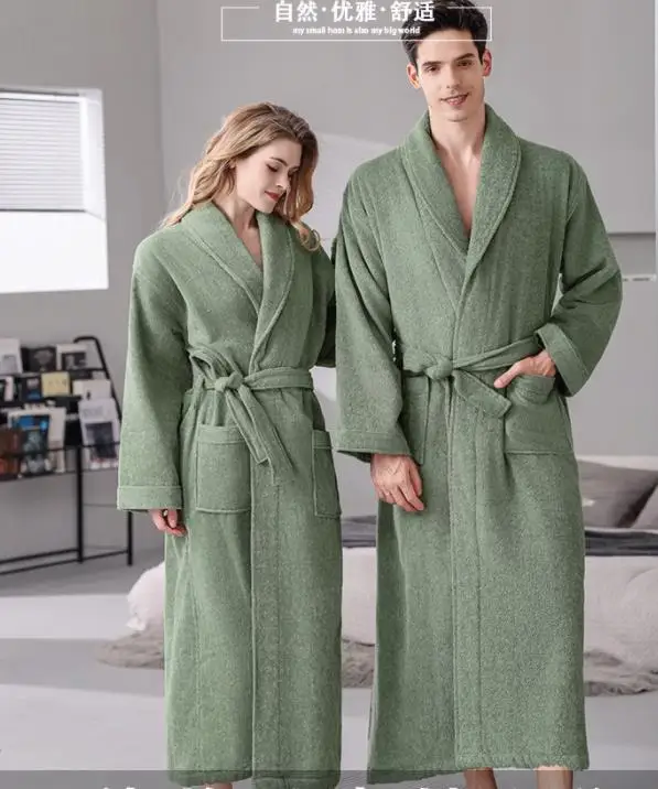 Women's 100% Cotton Kimono Robe Basic Solid Bath Nightgown Spa Hotel Water Uptake Home Service Comfortable Towel Bathrobe