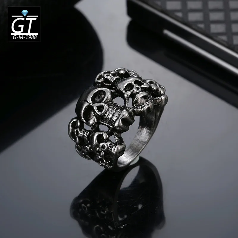 1pcs Hot Selling multi-size Titanium Steel Skull Head Ghost Head ring, Fashionable Commuting Domineering Punk Style Accessory