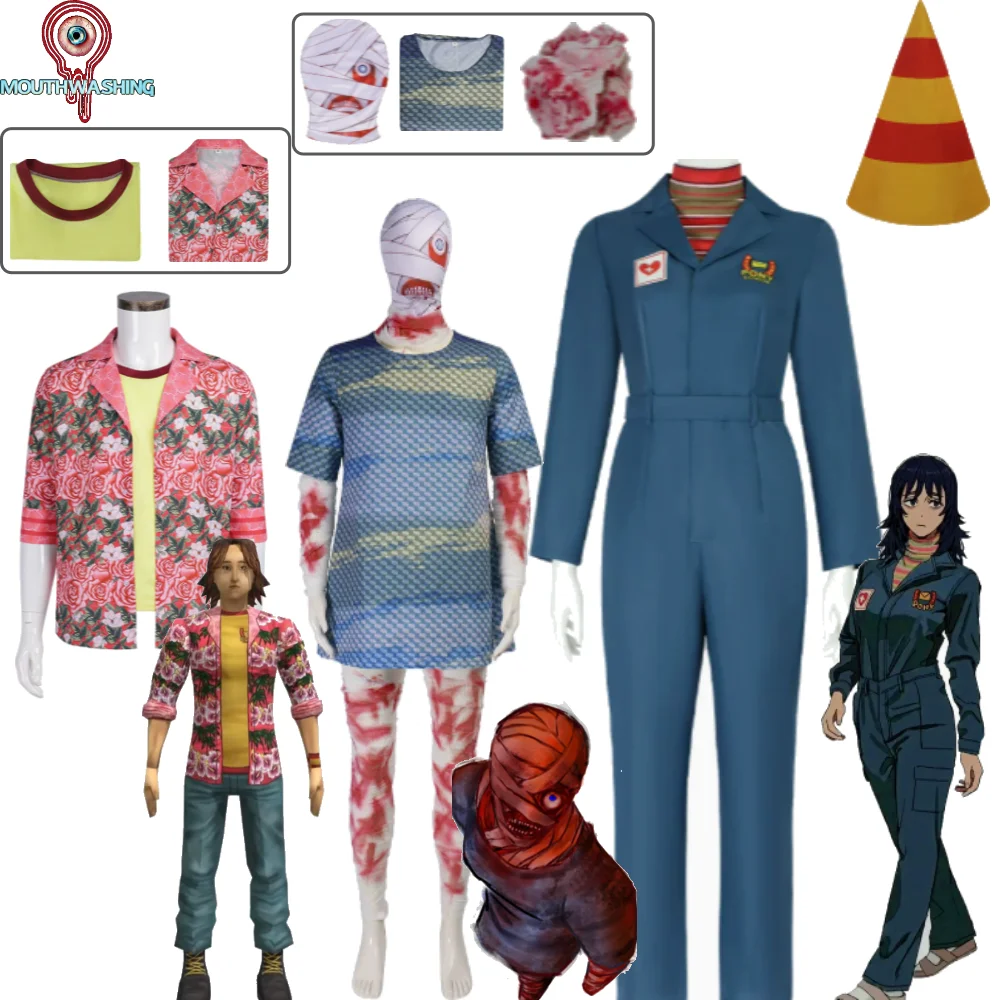 

Mouthwashing Anya Captain Corey Cosplay Costume Blue Crew Work Uniform Hat Bandages Head Prop Halloween Horror Game Cosplay Set