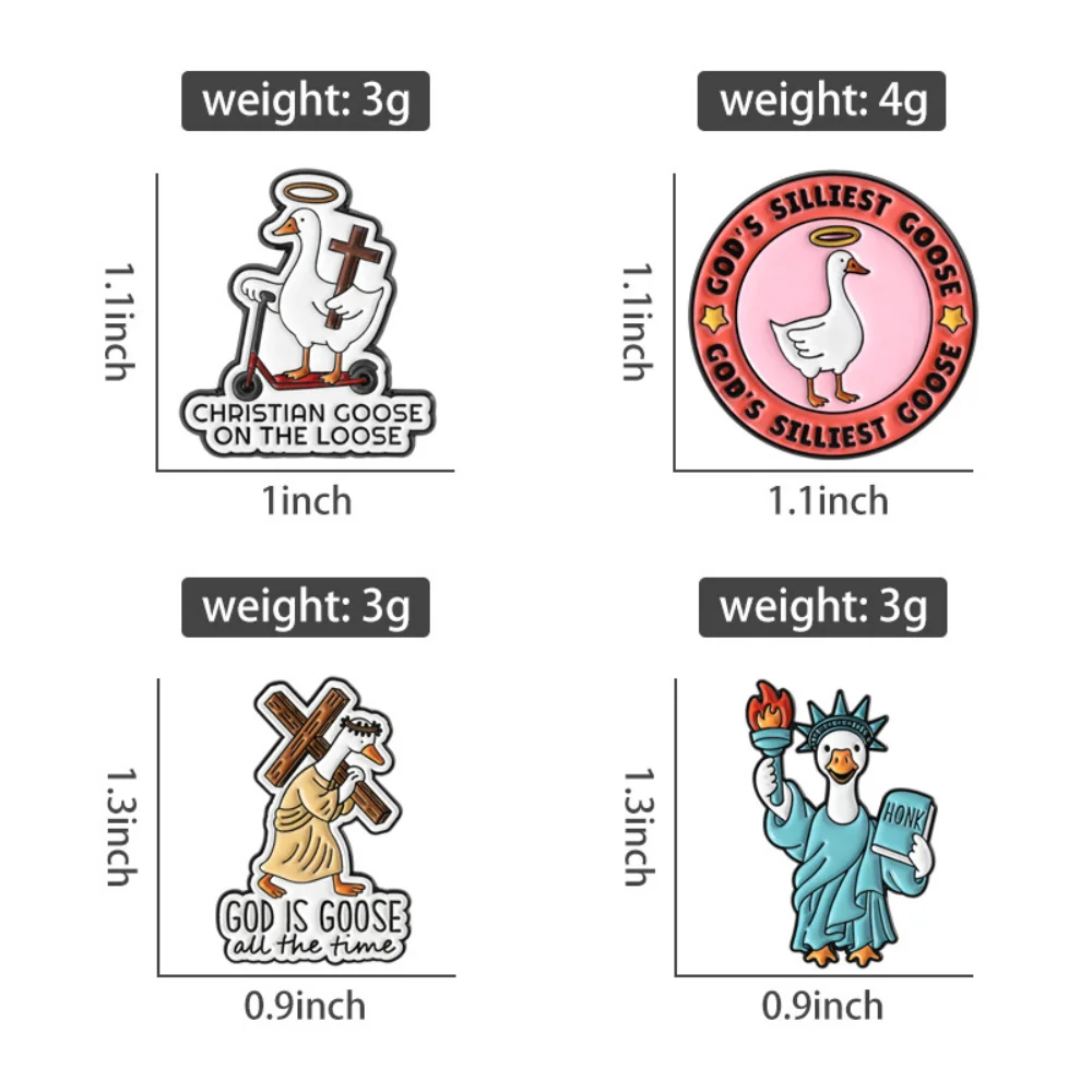 God Duck Fun Brooch Set Statue of Liberty Duck Shaped Pin Biblical Figures Enamel Badges Clothes Backpacks Accessories