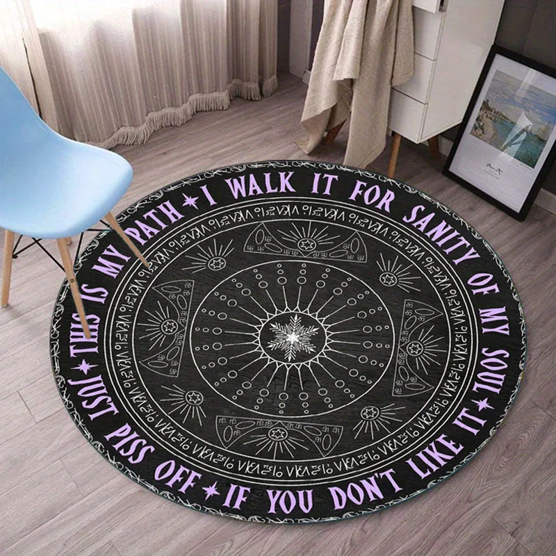 Witch circle spell path quote round rug plush carpet bedroom living room decor occult design floor mat mystical home decoration