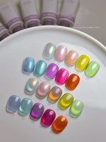 10PCS new nail salon supplies ice transparent colour aurora cat's eye colourful crystals glass beads light therapy nailpolishgel