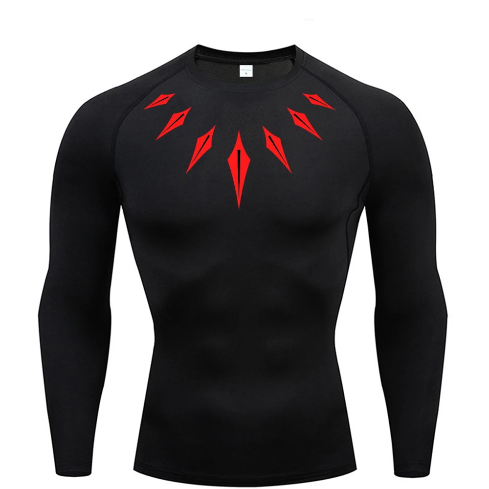2025 Men's Long Sleeve Compression Shirt Printed Water Sports Rash Protection Quick Dry Base Sports Workout Shirt