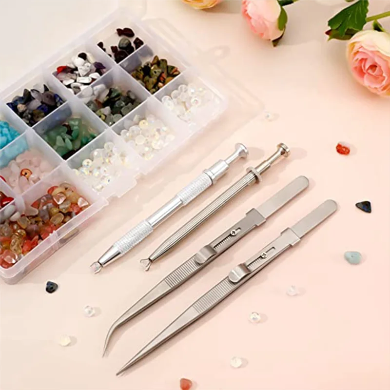 Multipurpose Tweezers Jewelry Tool Gem Holder Diamond Jewelry Tweezers Set of 4 Extra Fine Tweezer HOT