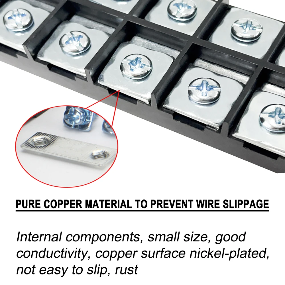 DIGRAY TB4506 Terminal Block Fixed Strip 600W 45A/6-Position Terminal Block