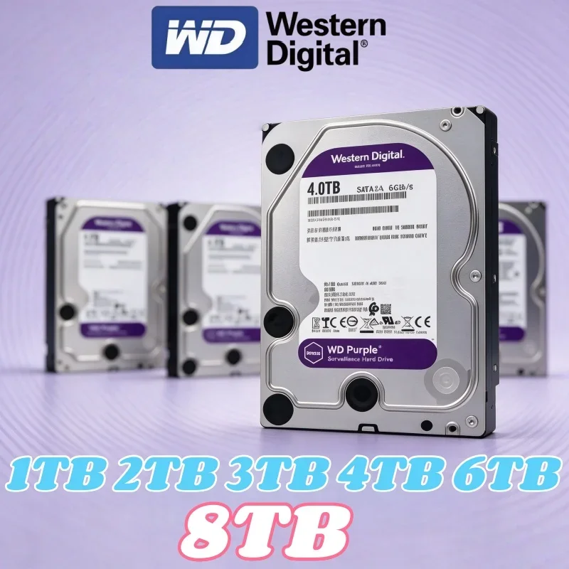 WD Western Digital Purple 3.5 Inch Surveillance Hard Drive SATA 6.0Gb/s 2TB 3TB 4TB Internal HDD For Video Recorder Storage Disk
