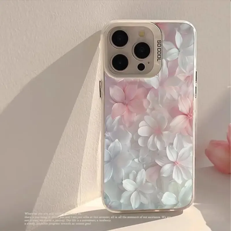 Pink Flower Case for iPhone 15Pro 17 16 14 13 12 11 Pro Max XS XR 7 8 Plus SE Shockproof Cover Screen Protector Casing view 6