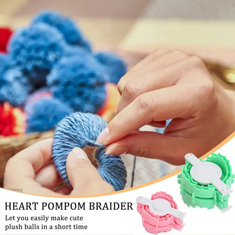2pcs Portable Fluff Handmade Ball Pompom Maker Tool Heart Shape Yarn Ball Maker Fluff Ball Weaving Tool Yarn Pompom Maker
