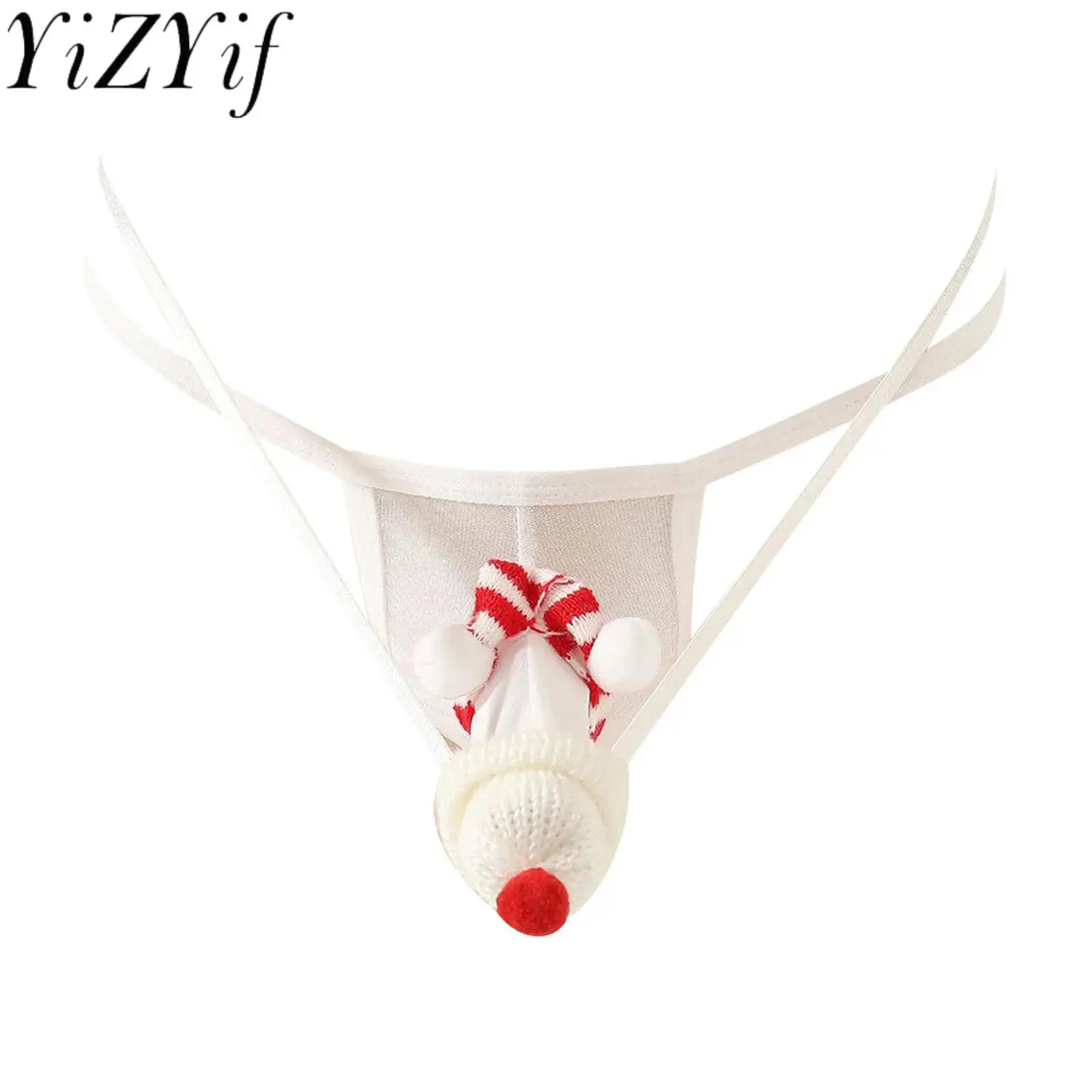 

Мужское нижнее белье, стринги с Т-образной спинкой, мини-шляпой и полосатым шарфом, прозрачные сетчатые стринги, забавное нижнее белье, рождественское соблазнительное ночное белье, трусы