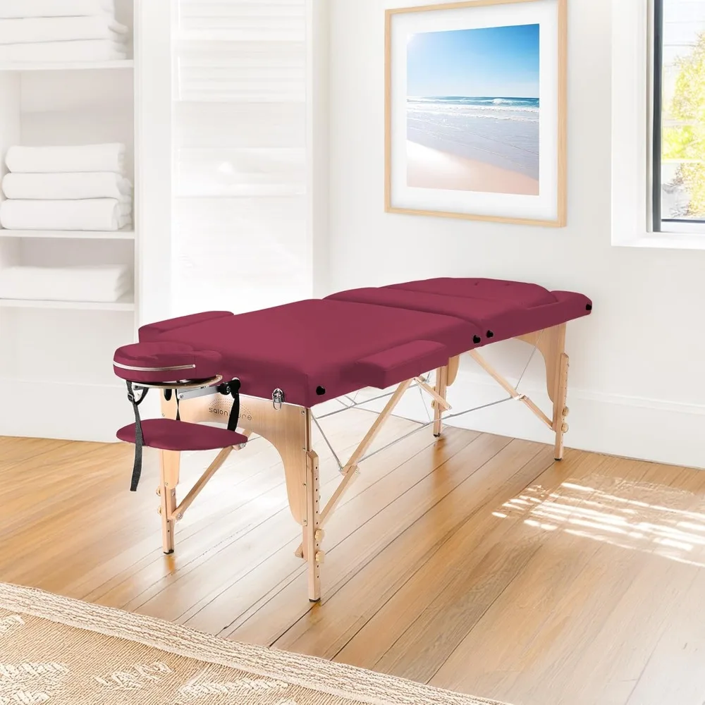 

Professional Portable Massage Table with Backrest - Burgundy, Customized