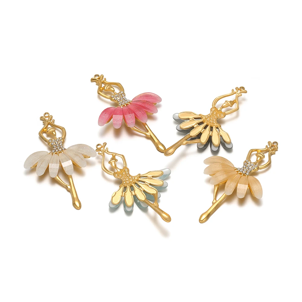 3 قطعة المعلقات راقصة الباليه الفولاذ المقاوم للصدأ الفاخرة حجر الراين السحر السائبة DIY بها بنفسك النساء صنع المجوهرات قلادة سوار إكسسوارات #4