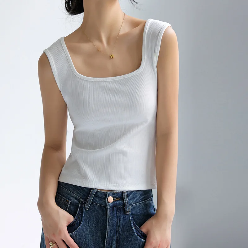 Summer Beach Women\'s Tops & Tees Sexy Sleeveless Undershirt Concealing Side Cleavage Chic Basic Youth Spring Tanks & Camis C4873